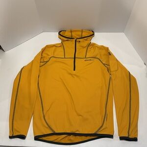 Eddie Bauer First Ascent FreeHeat Grid Fleece Hoodie Men’s Small Yellow 1/4 Zip